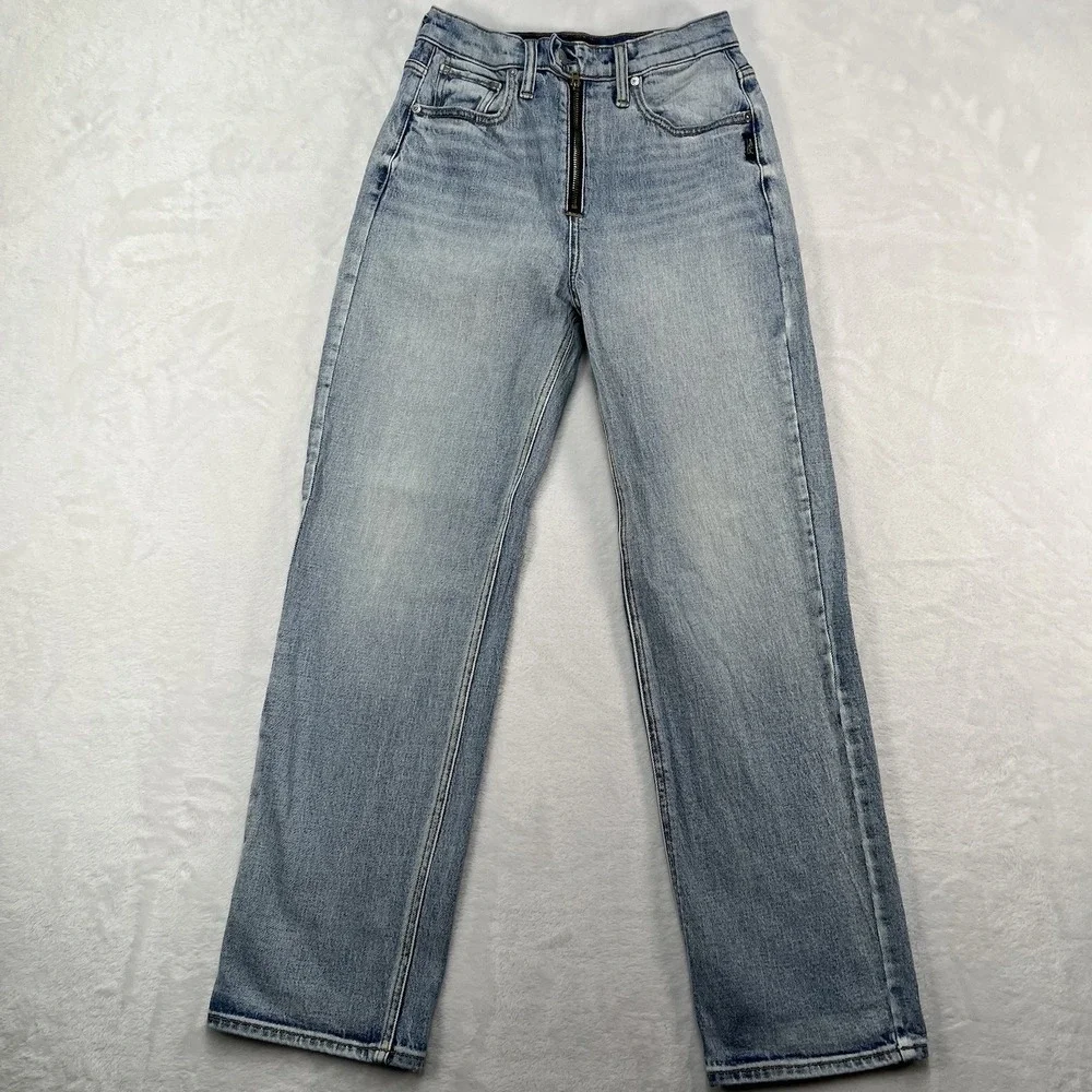 Silver Jeans Highly Desirable Straight Leg Womens 25 Light Wash Exposed Zipper